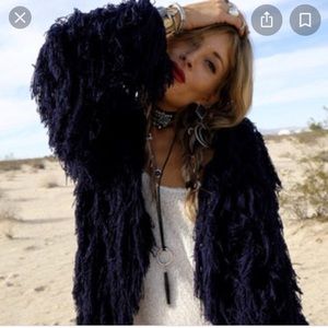 Rat and Boa Navy Blue Shag Sweater